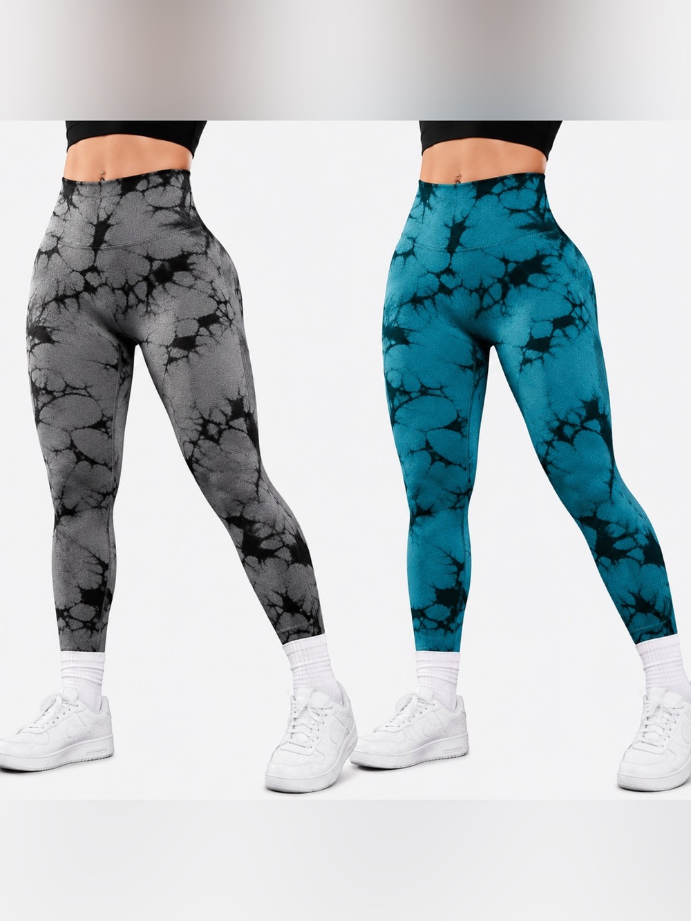 OVESPORT 2 Pack Tie Dye Seamless Scrunch Butt Leggings|SIZE SMALL|High Waisted
